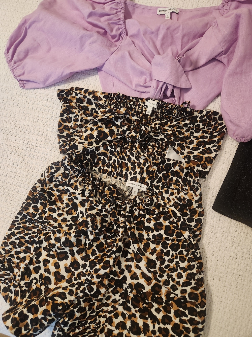 Express Girls Lilac Tie-Front Top with Leopard Print Skirt Set
